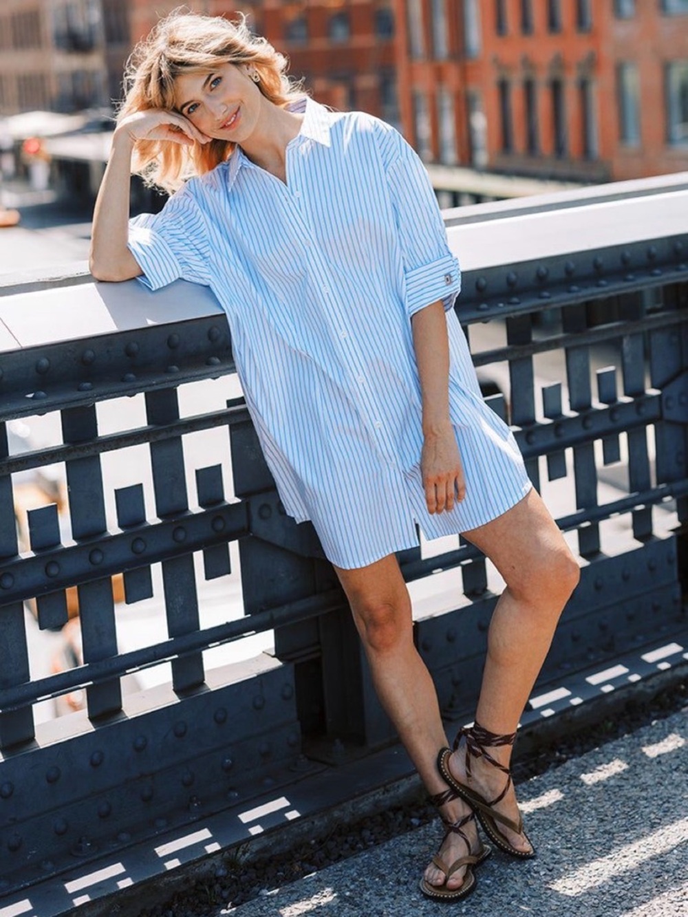 Mason's Daughter Anna Blue/White Striped Poplin Dress - Boxy/Oversized - Small